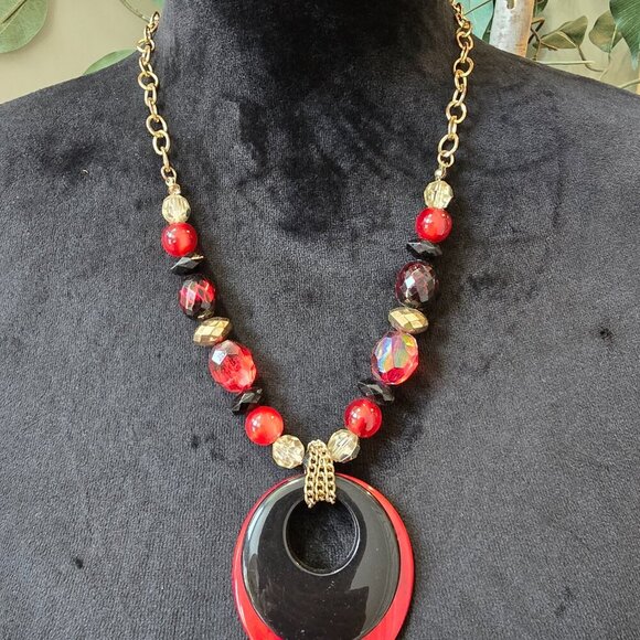 Womens Multicolor Multiple Beaded Glass Pendant Necklace with Lobster Clasp - Picture 2 of 6